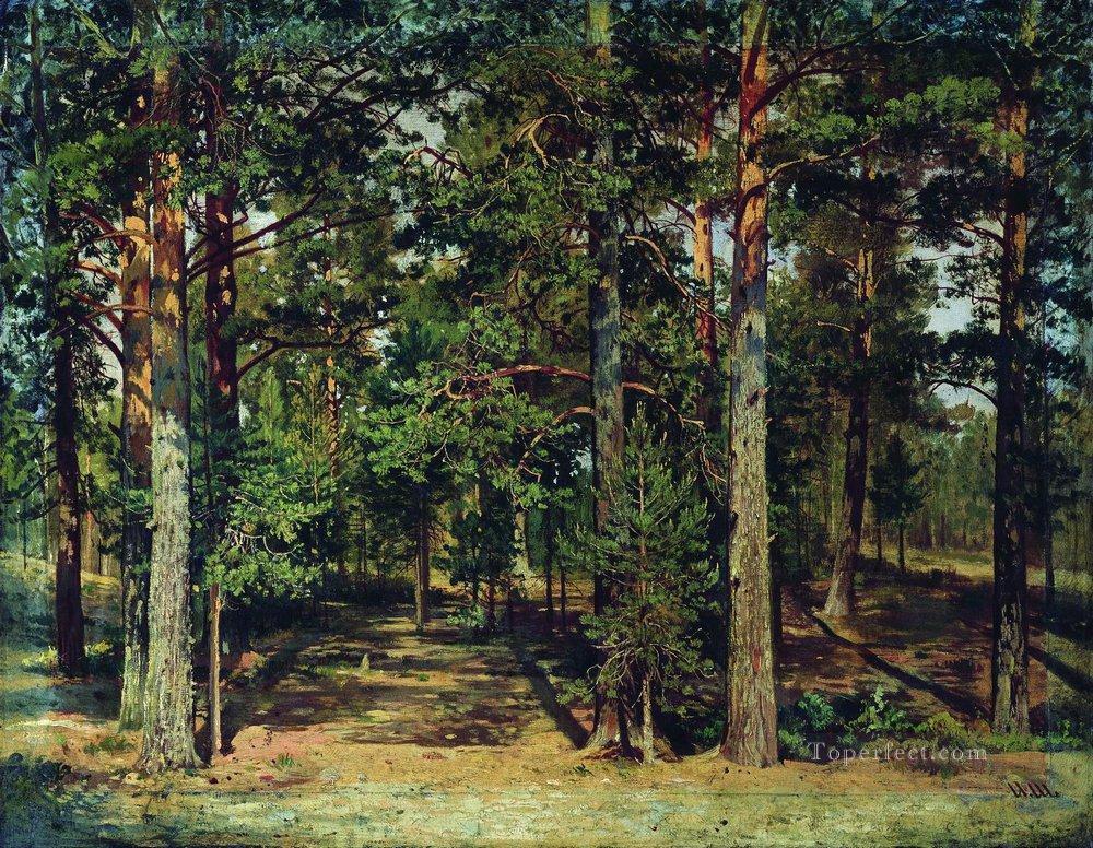 pine forest 1 classical landscape Ivan Ivanovich trees Oil Paintings